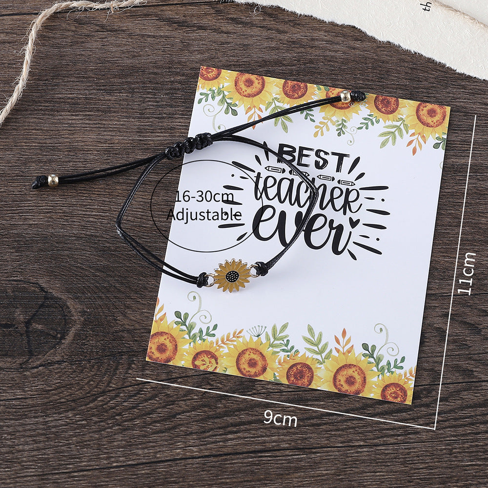 Wholesale Teachers' Day Homecoming Season Graduation Season Sunflower Woven Bracelet