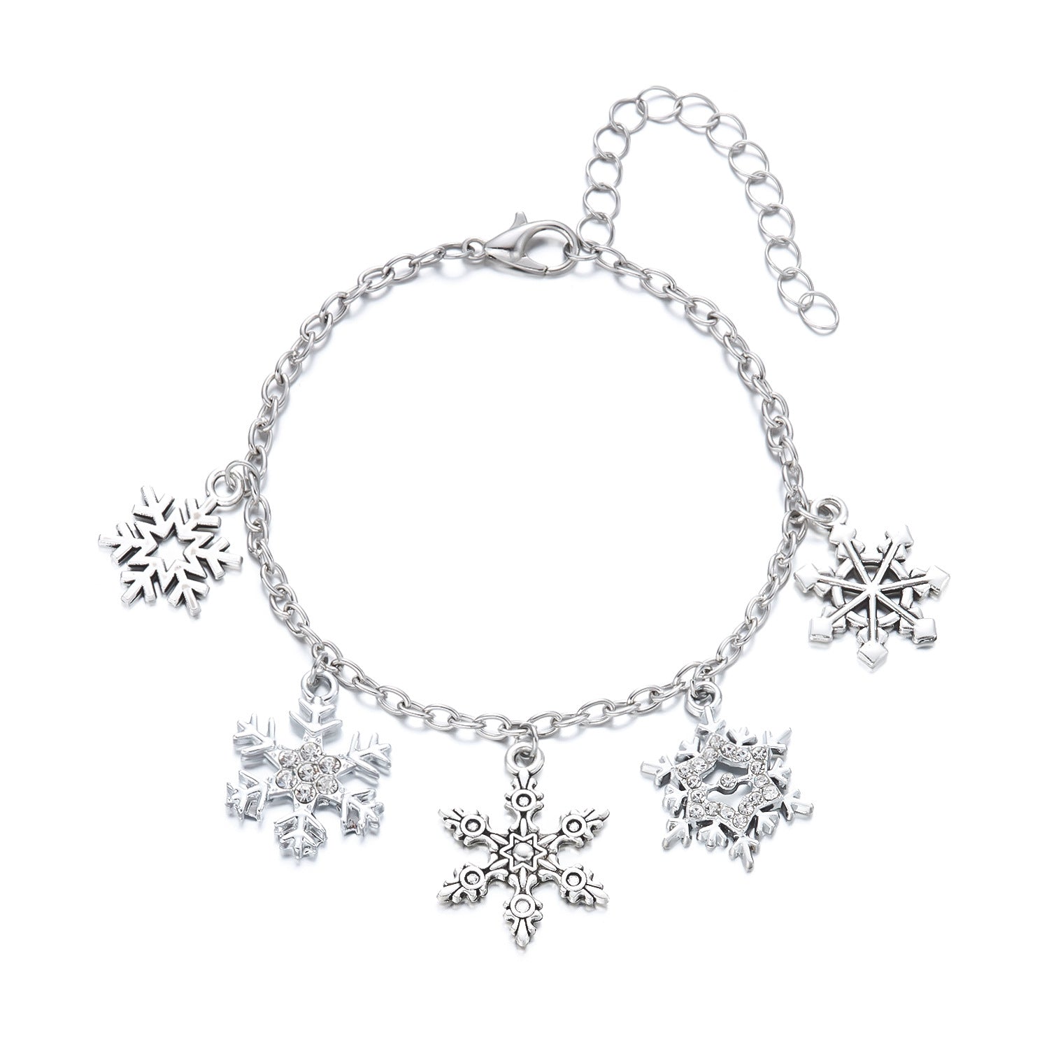 Wholesale Diamond Christmas Tree Snowflake Elk Bell Bracelet Necklace Set