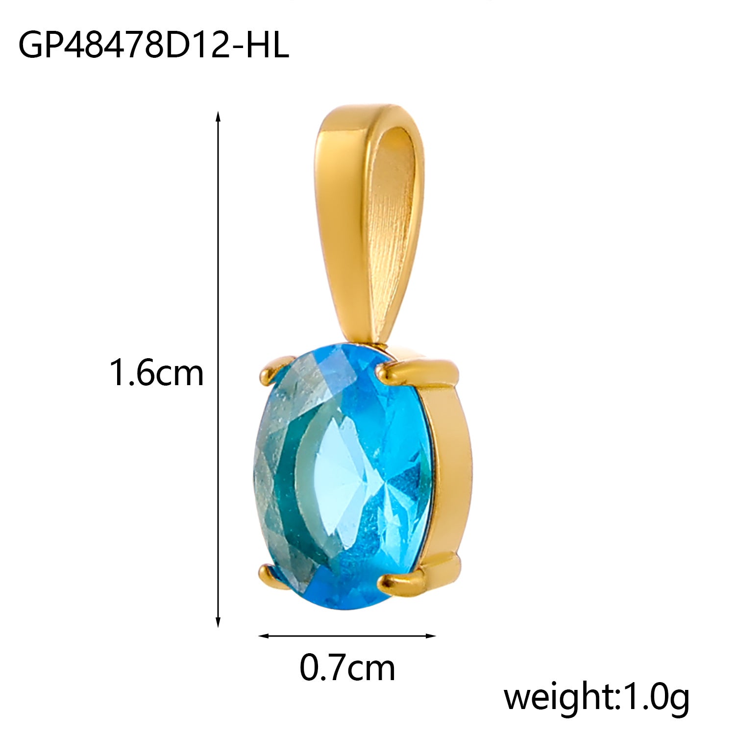 Wholesale Colorful zircon water droplets stainless steel December birthday stone pendant