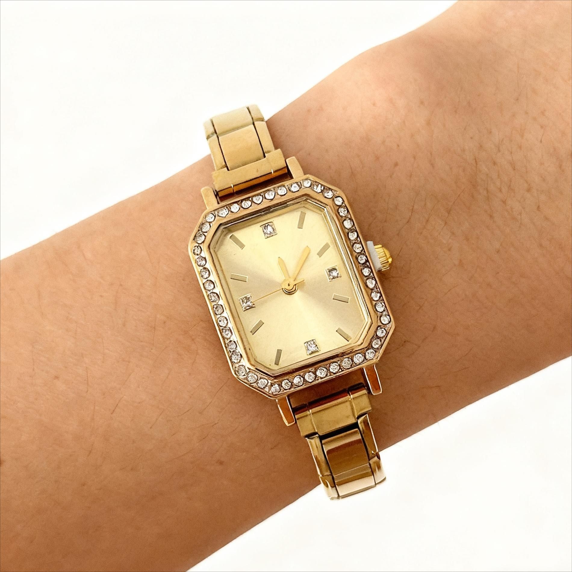 Wholesale square shape diamond-encrusted  DIY watch