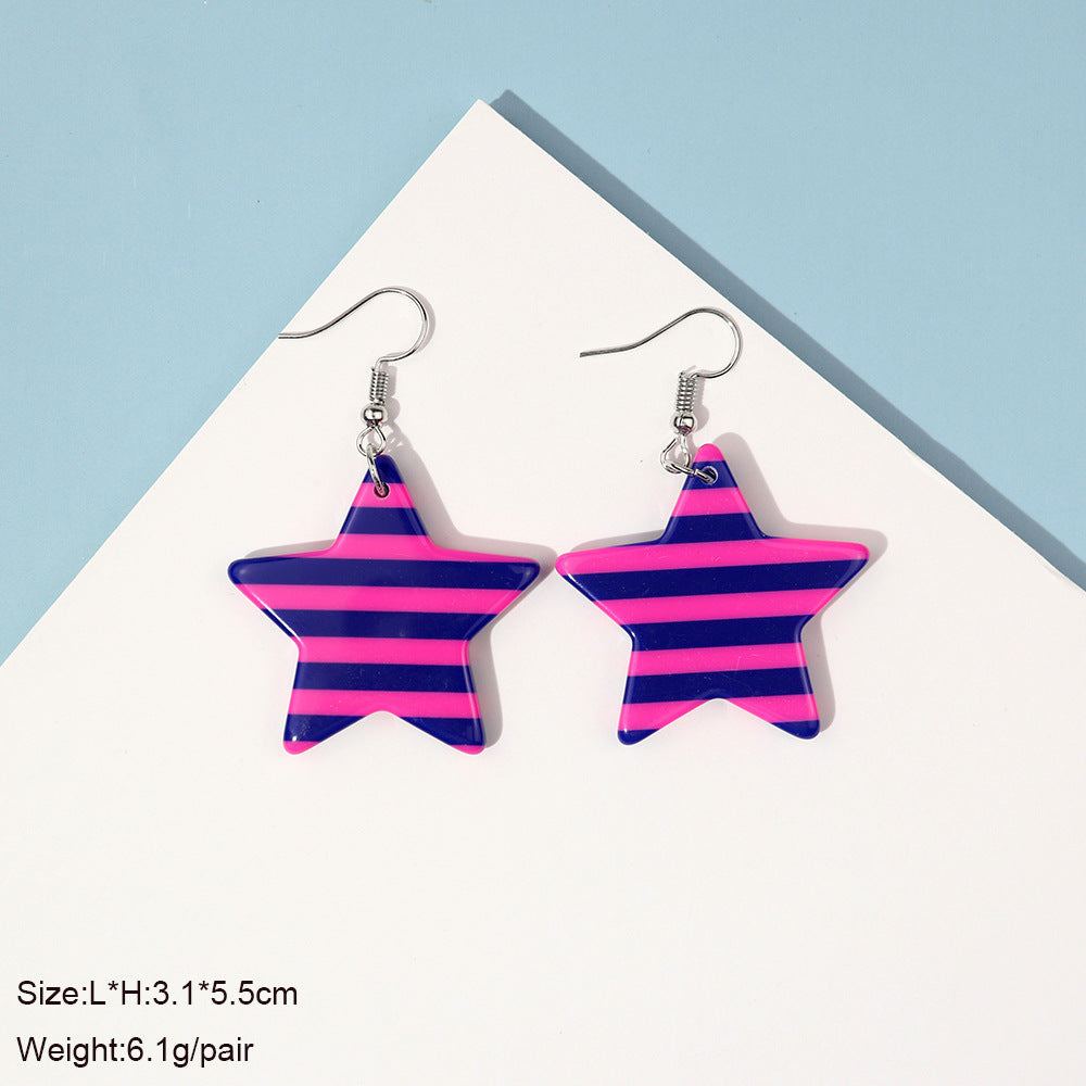 Wholesale  Creative Striped Five-pointed Star Earrings