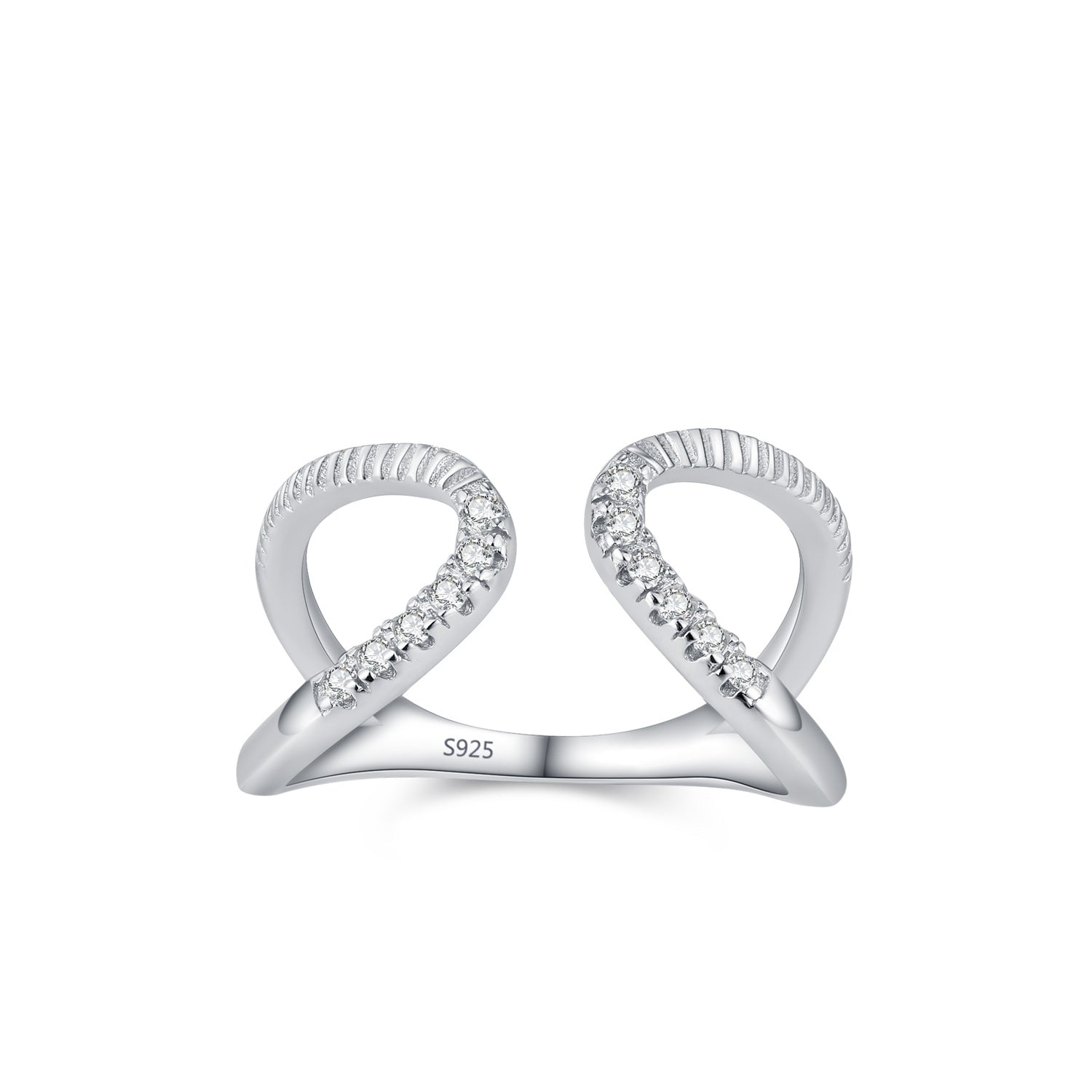 Wholesale S925 sterling silver double layer open ring hollow line ring