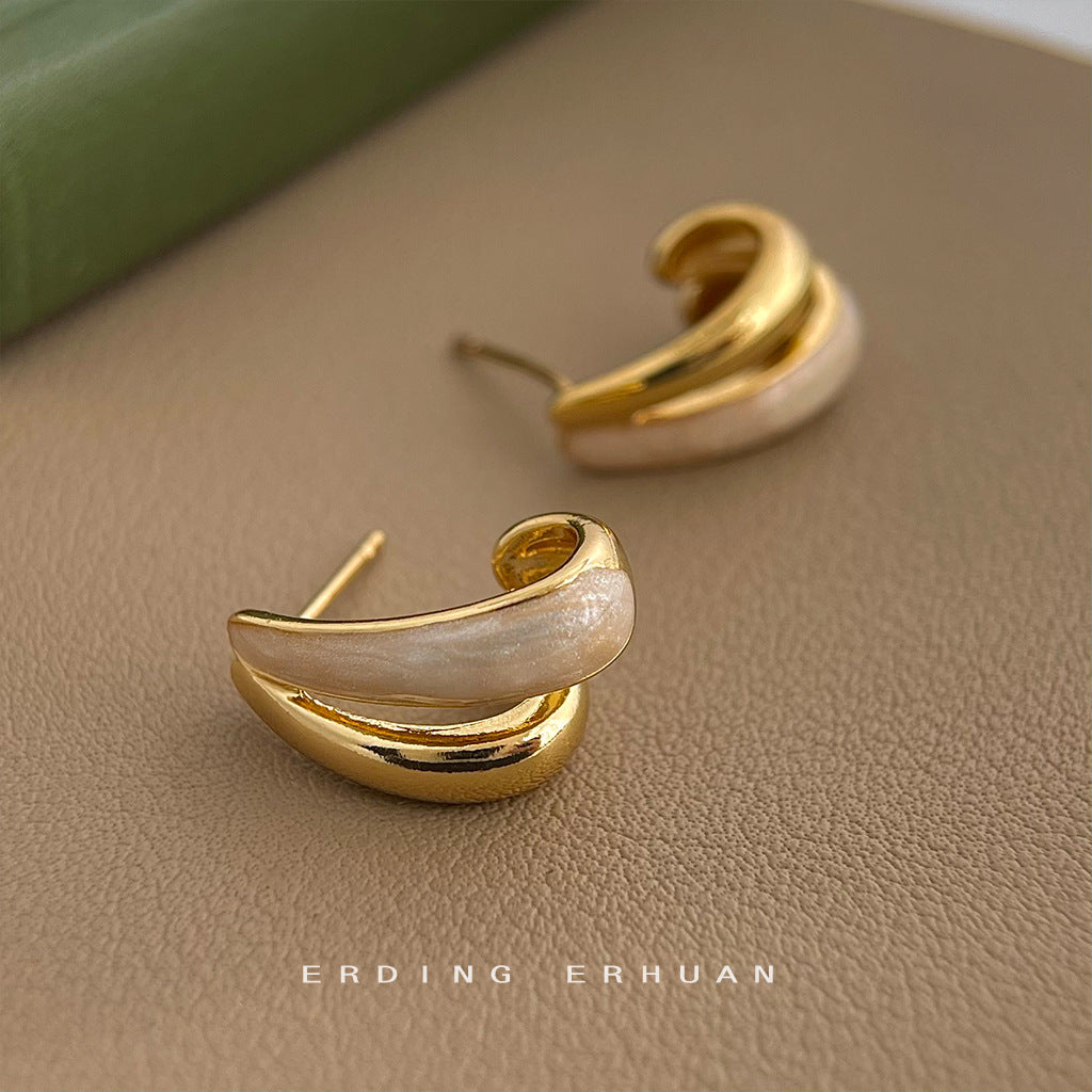 Wholesale double-layer three-dimensional geometric ear buckle earrings