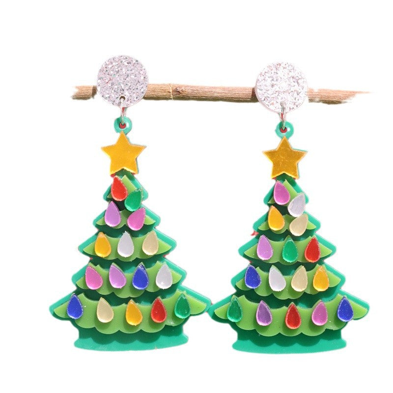 Wholesale Geometric Sequins Stars Christmas Tree Earrings