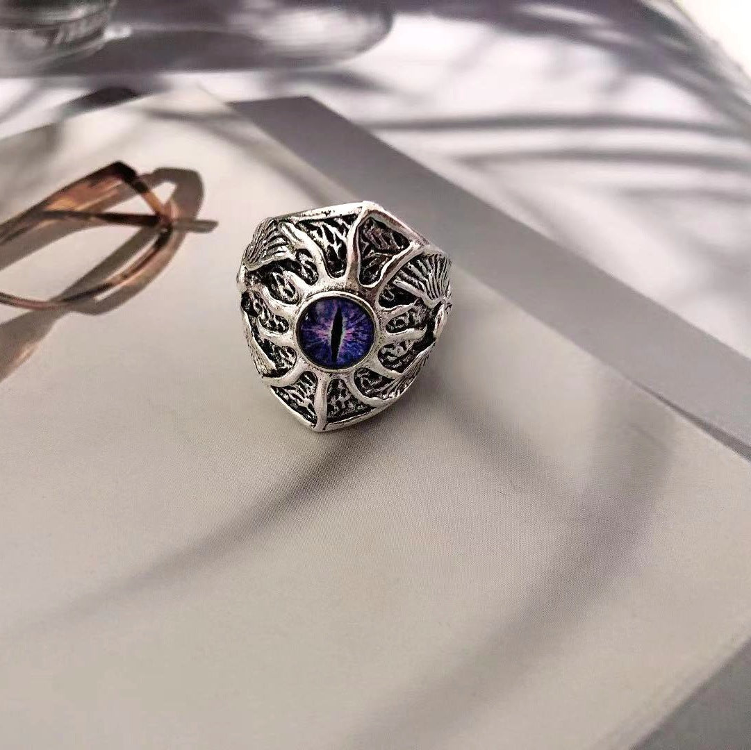 Wholesale Electroplated Metal Eye Ring Edgy Punk Devil Eye Design Jewelry Accessory for Men