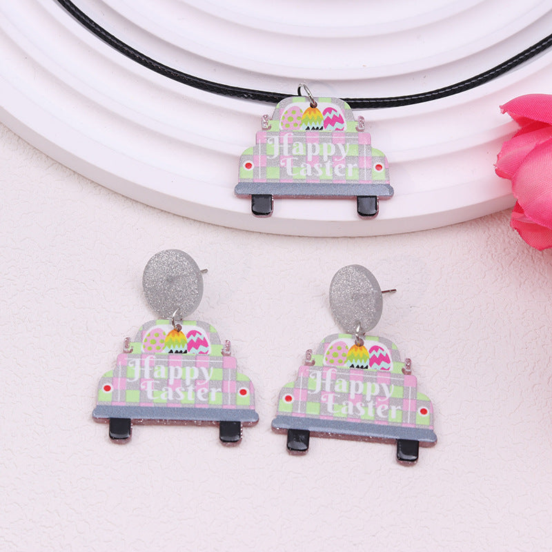 Wholesale Acrylic Easter Bunny Egg Earrings