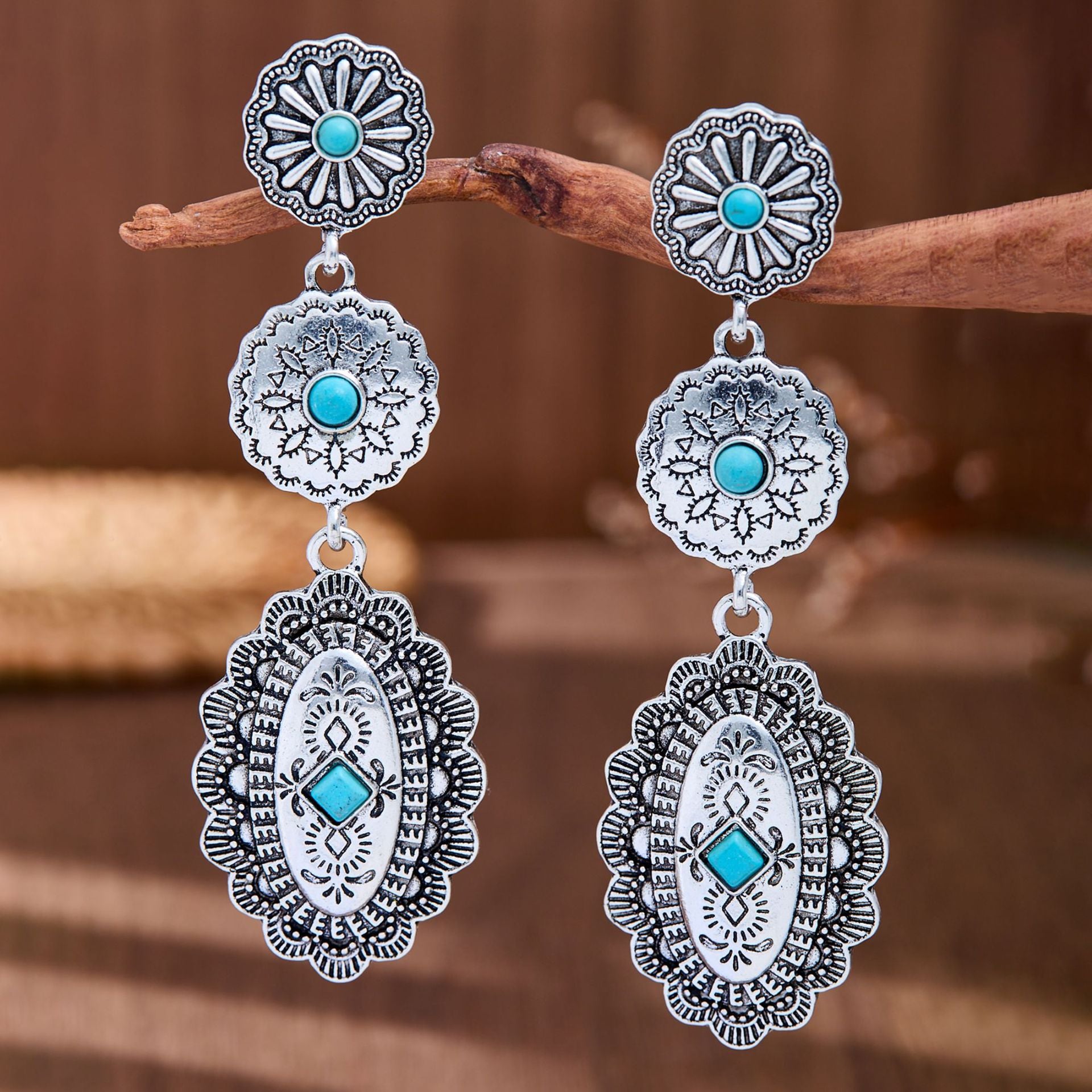 Wholesale Vintage Long Drop Earrings Retro Western Ethnic Style Jewelry Accessory Everyday Wear