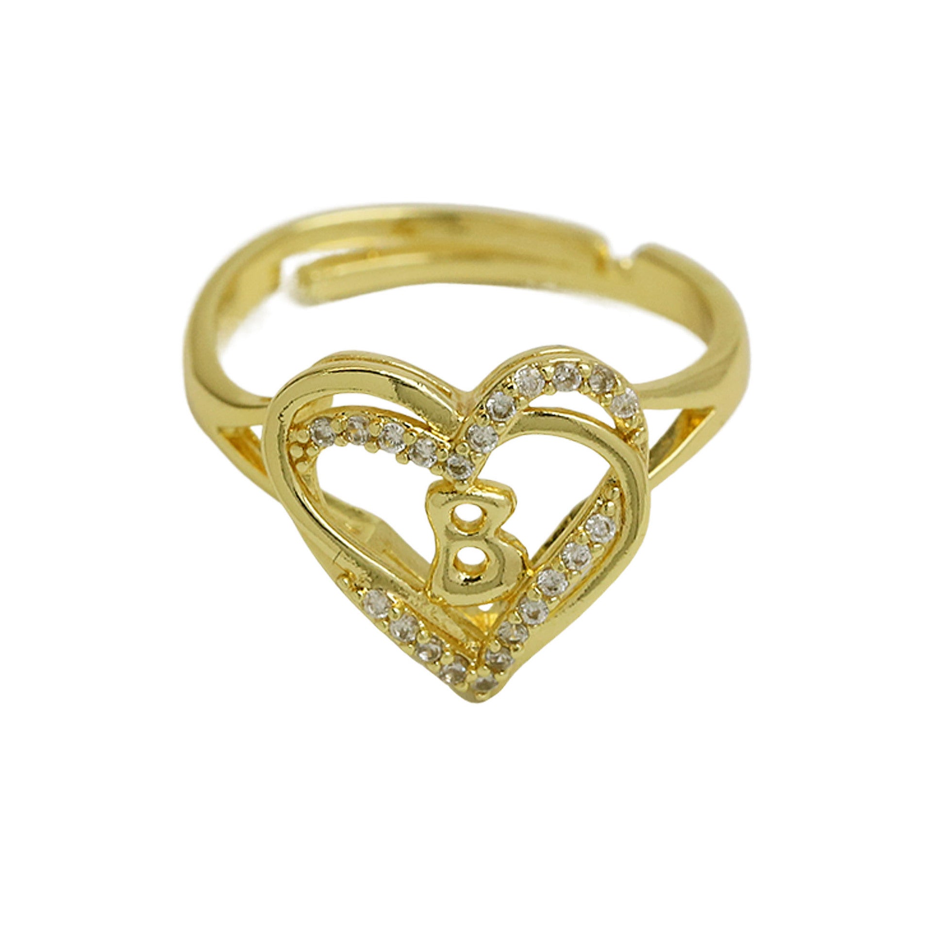Wholesale  gold love heart-shaped 26 English letters open heart fashion  ring