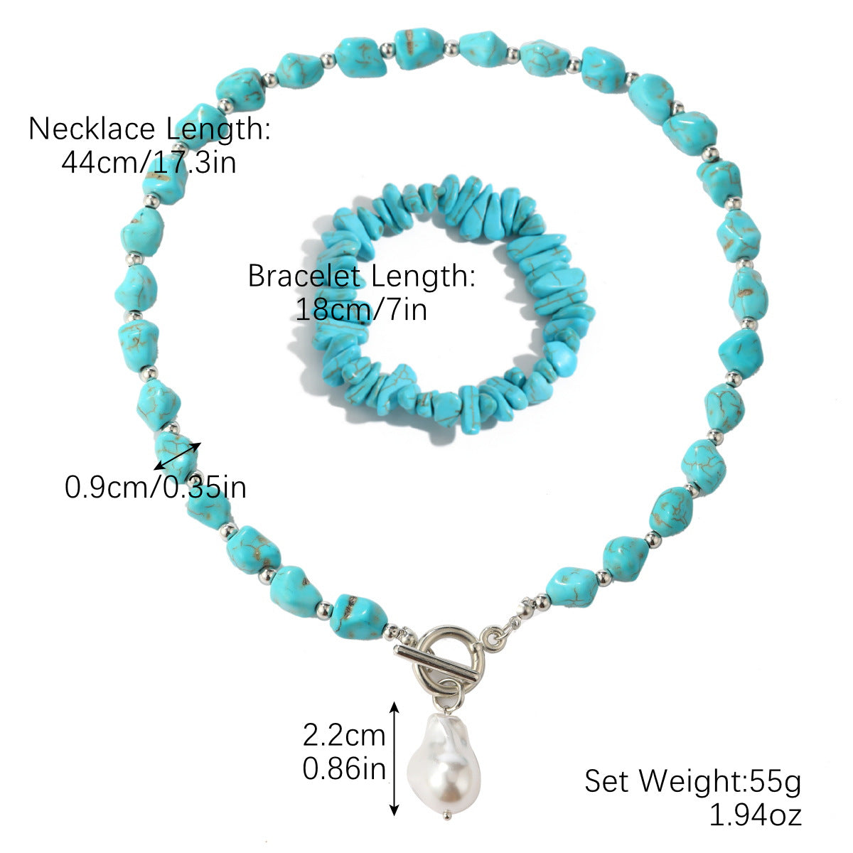 Wholesale Turquoise Bohemian Necklace and Earring Set