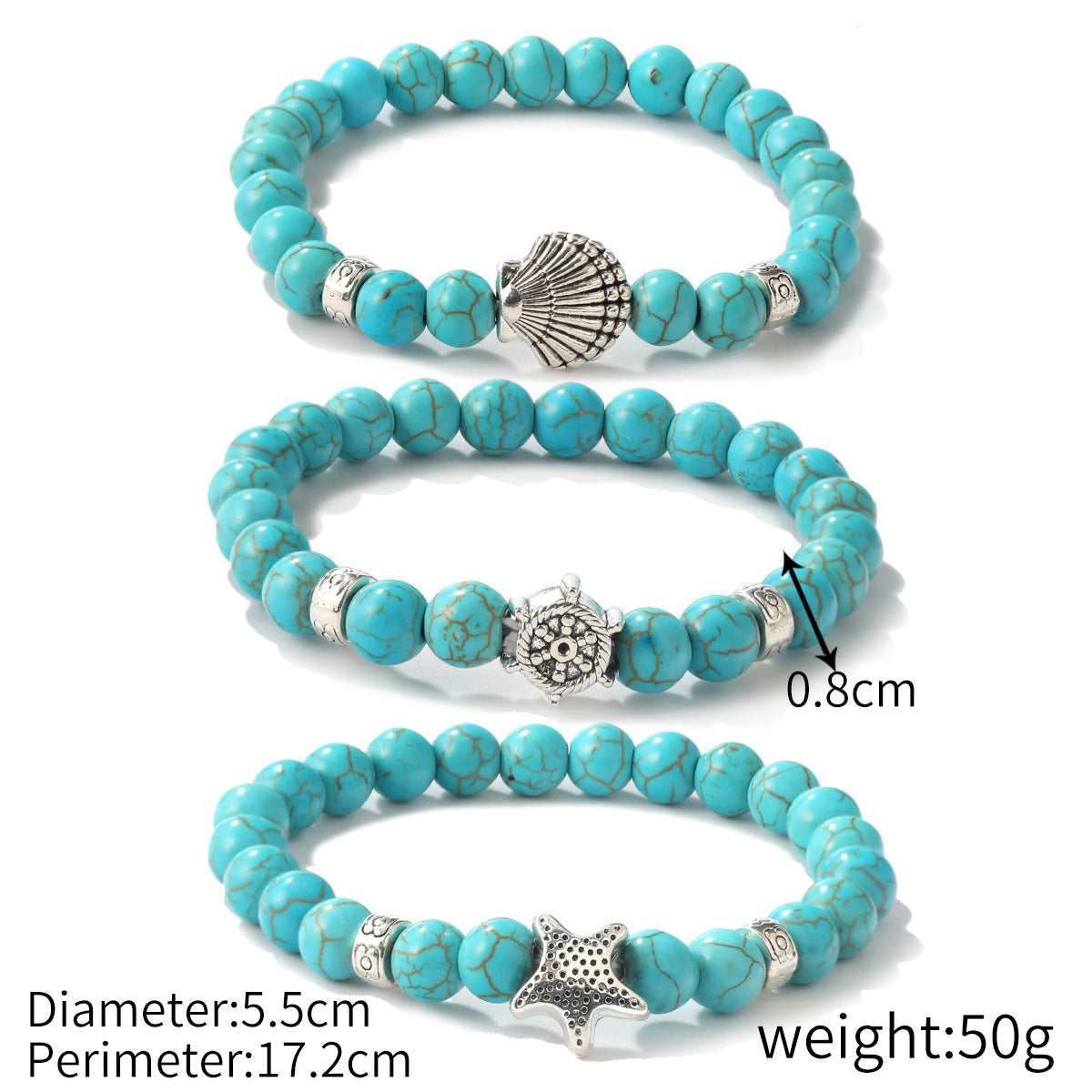 Wholesale  White Turquoise Crystal Women Beaded Bracelet suit Bohemian Turquoise Bracelet