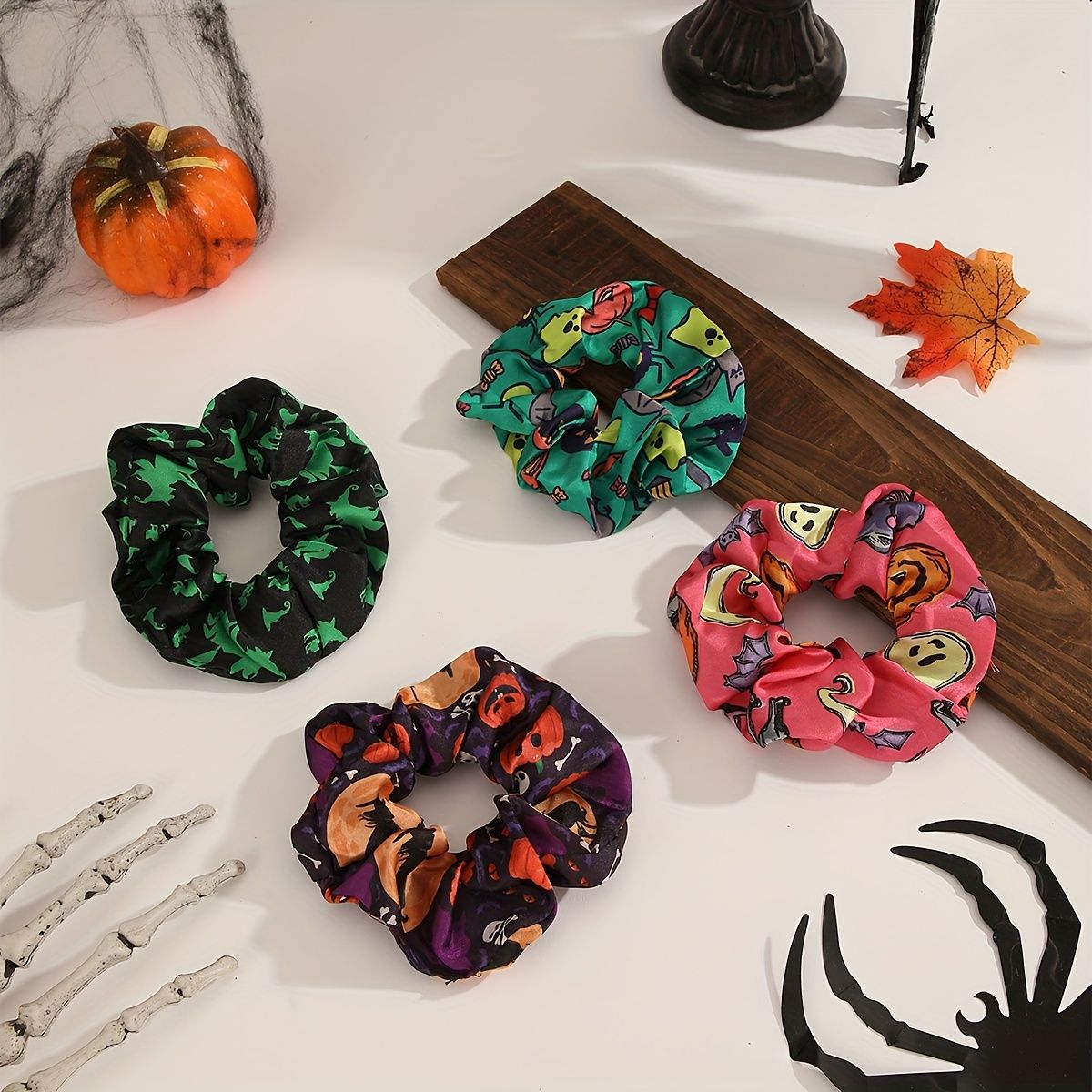 Wholesale Halloween Triangle Bandana Streamer Hair Scrunchies ACC-HS-Mulin003