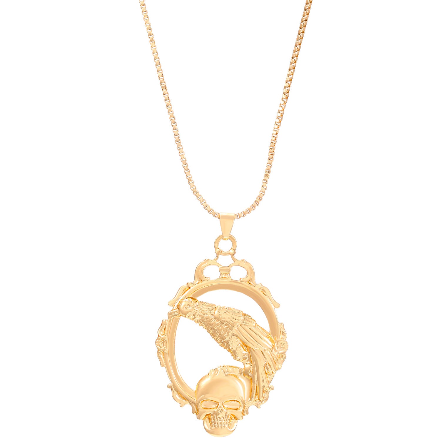 Wholesale Gothic Crow Skull Pendant Necklace Electroplated Alloy Layering Jewelry Boutique Accessory