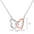 Wholesale S925 Silver Heart to Heart Double Ring Silver Necklace