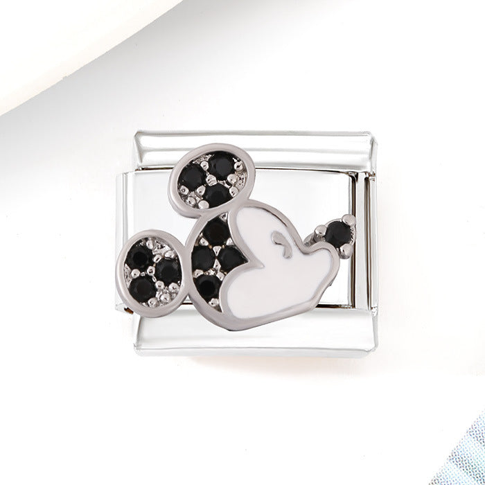 Wholesale Stainless Steel DIY Spliced Bracelet With Colorful Zircon Cute Cartoon Design Fashion Jewelry Accessory For Women