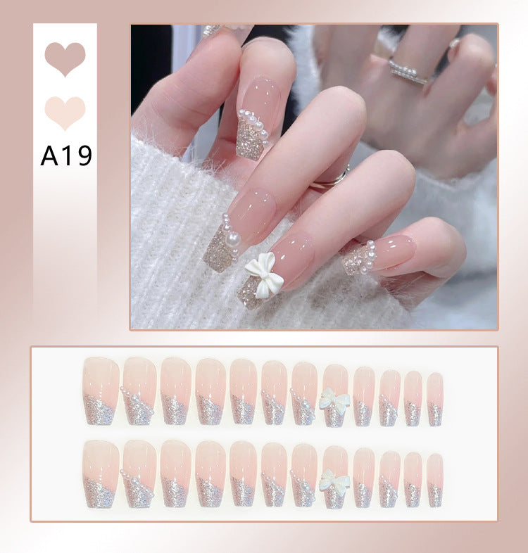 Wholesale 24 Pieces/box Diamond Butterfly Glitter Nail Art Press-on Nails Kits Nail Stickers ACC-NS-DiNa002