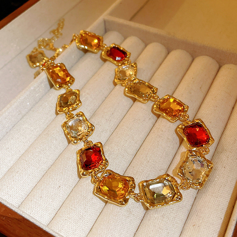 Wholesale Alloy Rhinestone Clavicle Necklace,  Geometric Vintage Style Fashion Jewelry Accessory for Gift