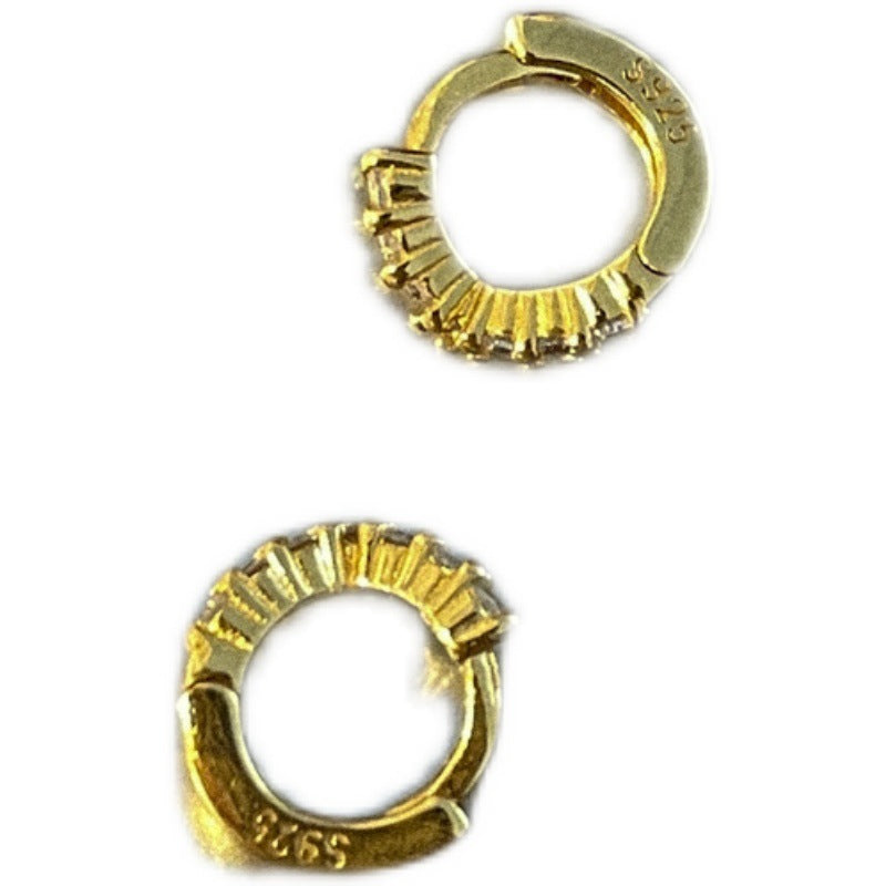 Wholesale Korean Style Gold Plated Copper Mini Diamond Earrings Women Light Luxury