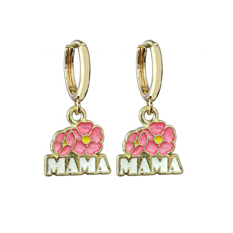 Wholesale 2 Pairs Alloy Flower Heart Earrings Mother's Day Earring Pendant Jewelry