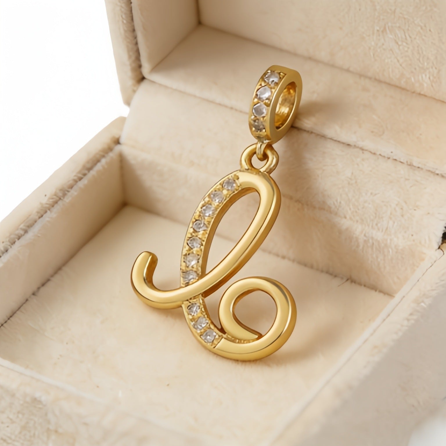 Wholesale Gold Plated Copper Letter Pendant with Zircon,  Pan Style DIY Necklace Accessory