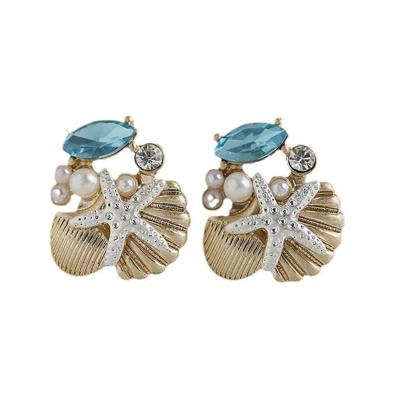 Wholesale Glass Gem Starfish Earrings