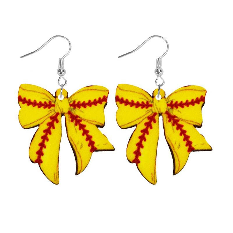 Wholesale Sports Style Baseball Basketball Football Football Football Volleyball Bowtie Shape Women Acrylic Earrings