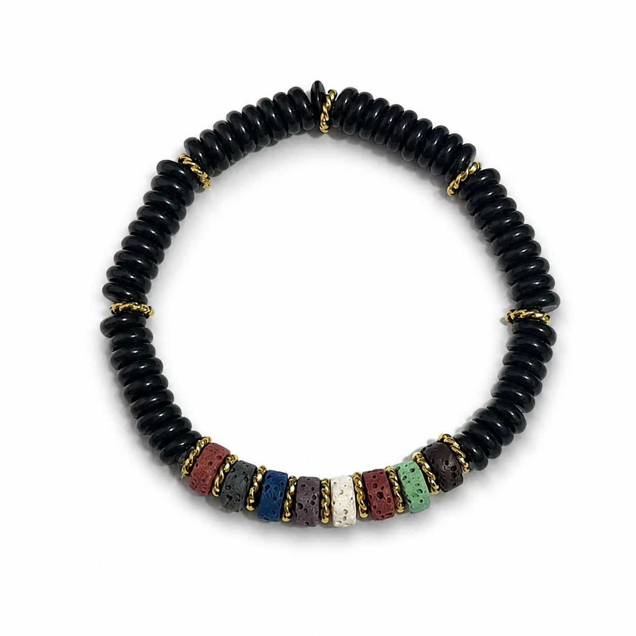 Wholesale Retro Simple Chic Bracelet with Black Volcanic Stone and Crystal Unisex Gift Jewelry Accessory
