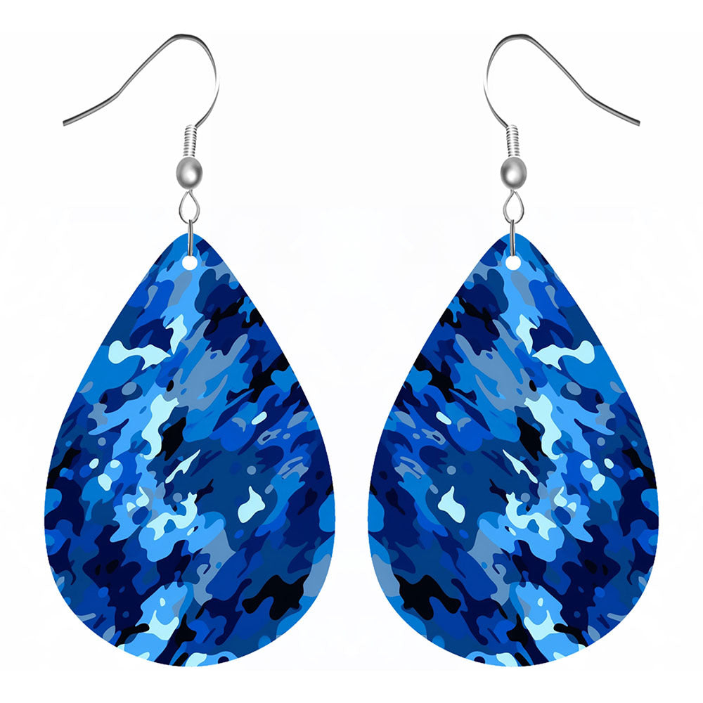 Wholesale Green camouflage water drop earrings