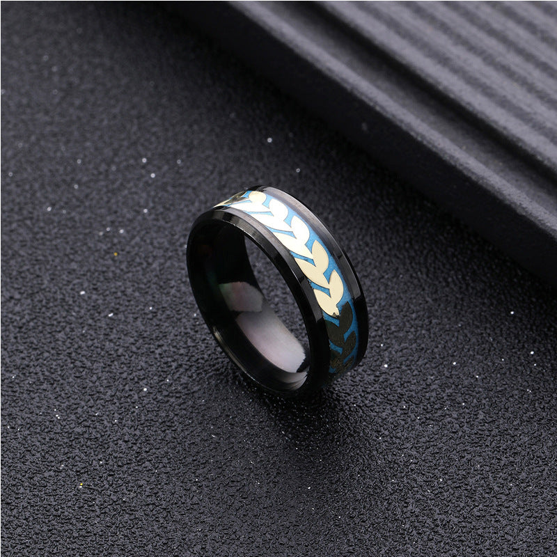 Wholesale Luminous Leaf Honeycomb Stainless Steel Ring ACC-RS-ZhongQi007