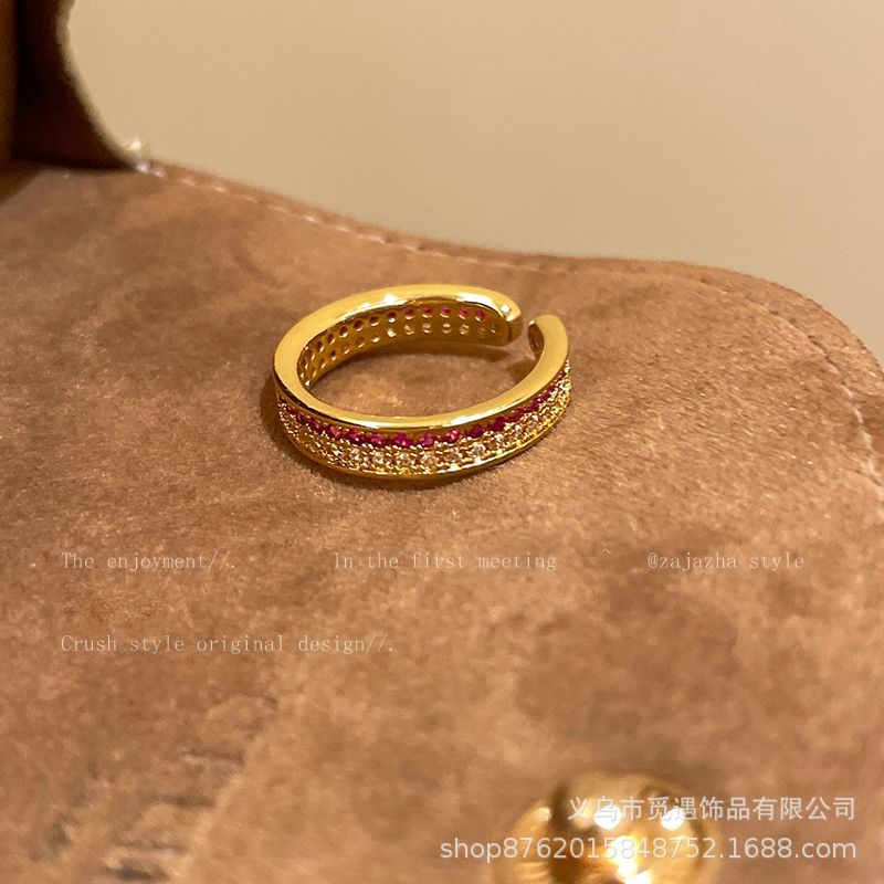 Wholesale Alloy Vintage Zircon Ring Adjustable Women' s Fashion Accessory