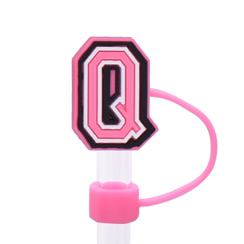 Wholesale Random 100pcs Pink letter cartoon Straw Cover Straw Tube Cap