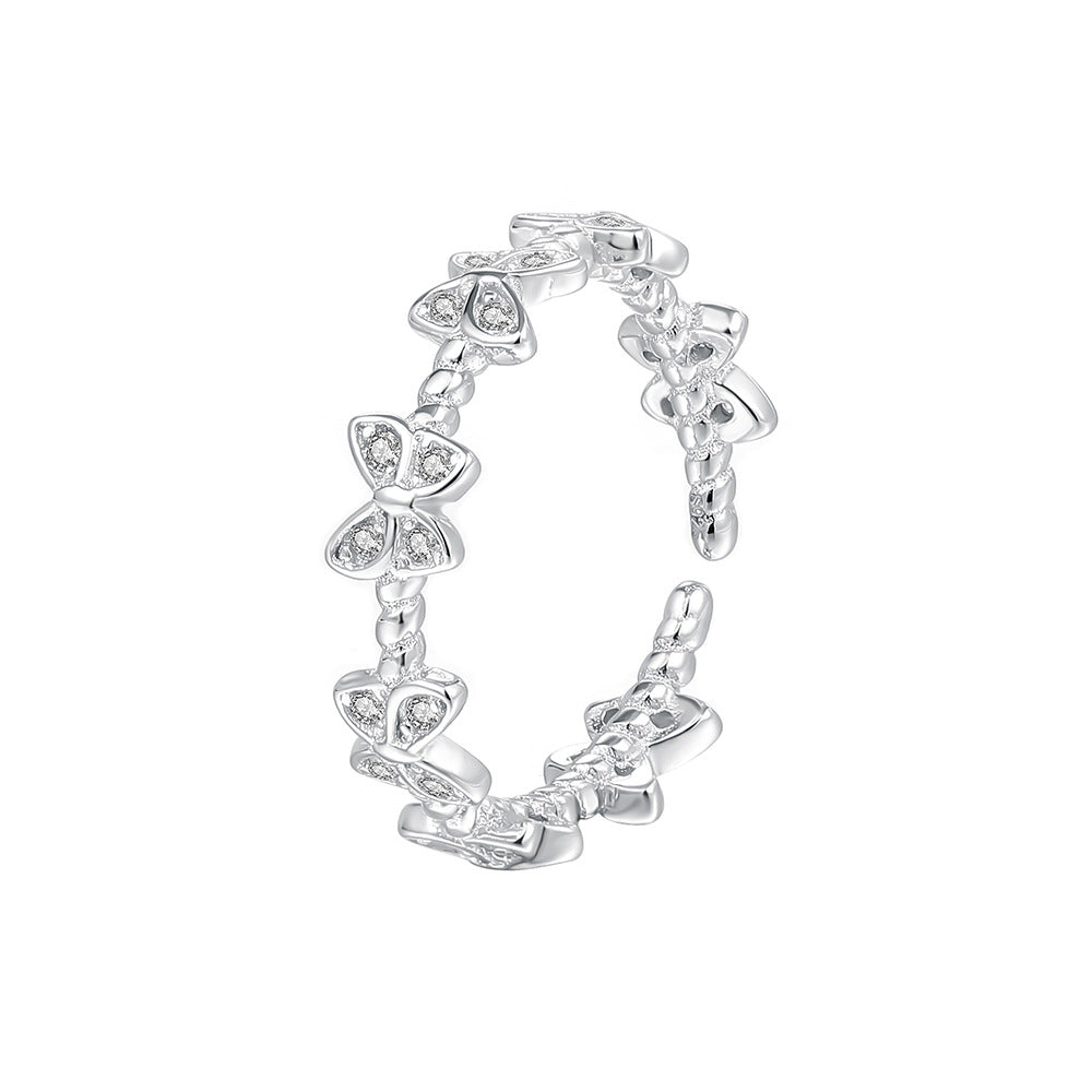 Wholesale light luxury butterfly s925 sterling silver ring