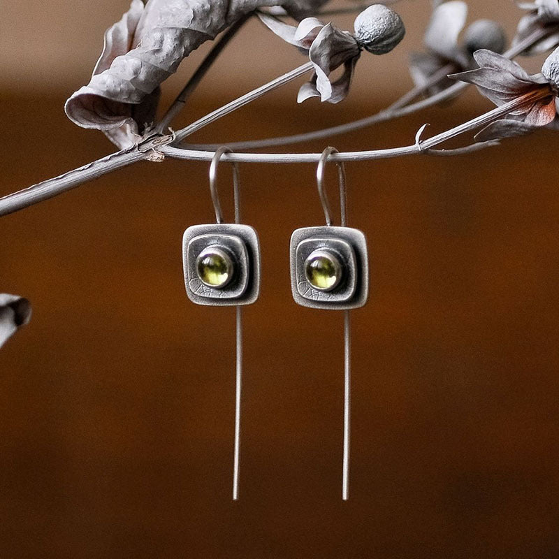 Wholesale  Olive Green Moonstone Earrings Personalized All-match Plant Flower Inlaid Pearl Earrings