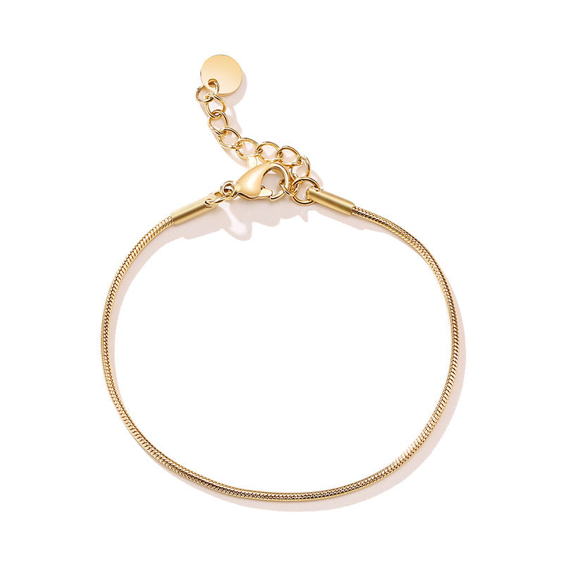 Wholesale 18K Gold Tone Stainless Steel Thin Evil Eye Chain Bracelet Minimalist Layered Design Gift Fashion Jewelry Accessory