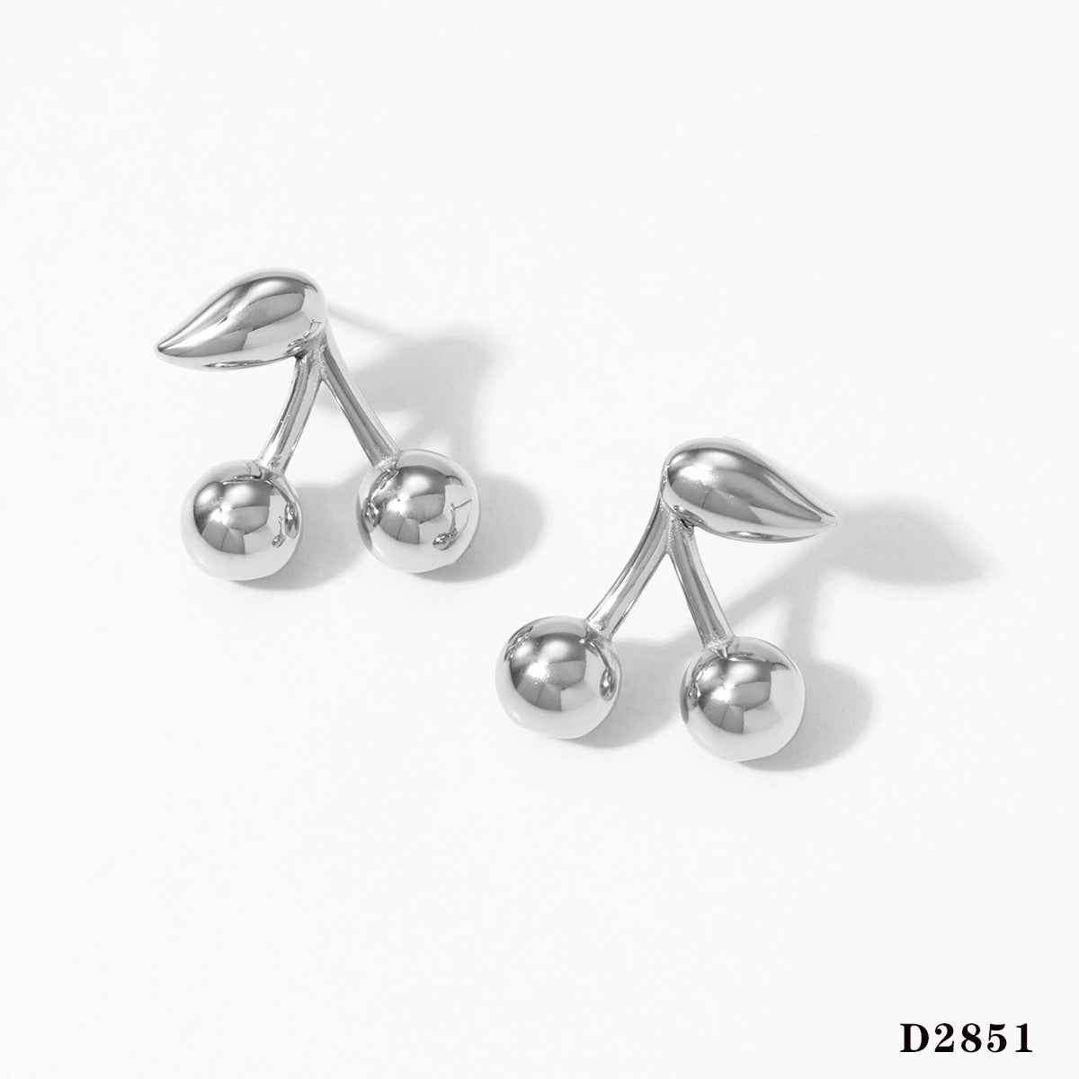 Wholesale  Stainless steel glossy cherry-shaped earrings