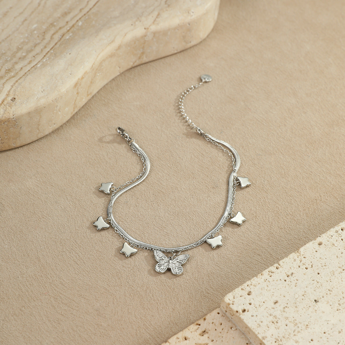 Wholesale Ocean-style stainless steel starfish shell heart anklet