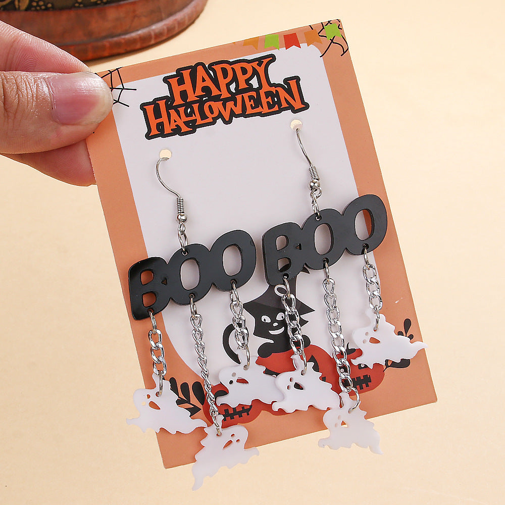 Wholesale  Black Skull Hand Dinosaur Pumpkin Acrylic Earrings