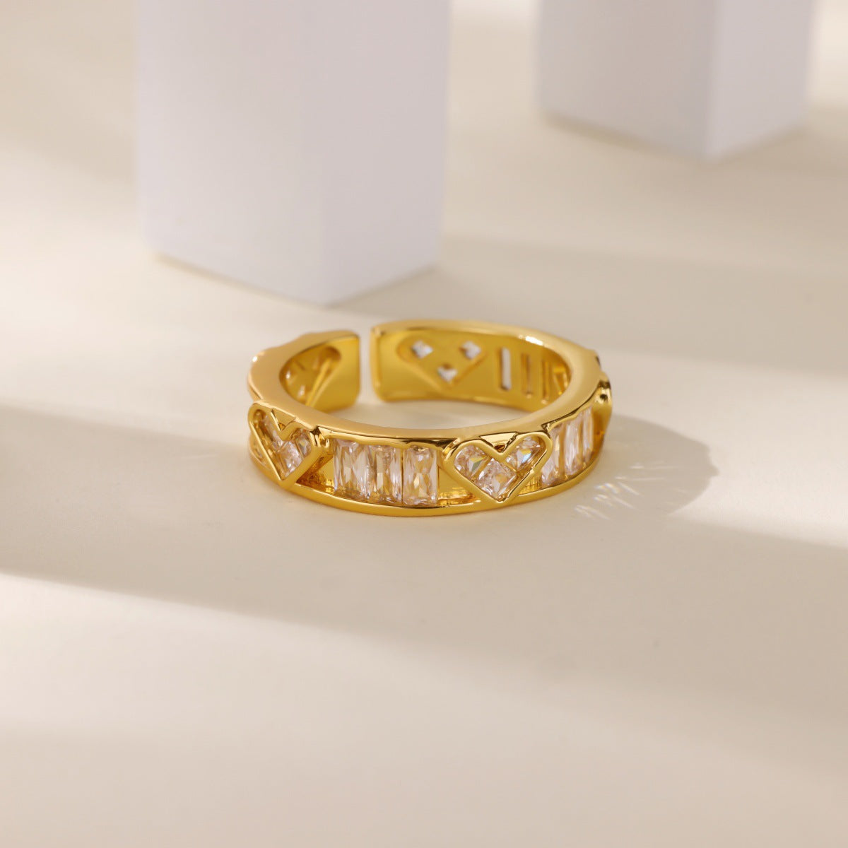Wholesale Copper ring inlaid with colorful cubic zirconia in a butterfly and flower design