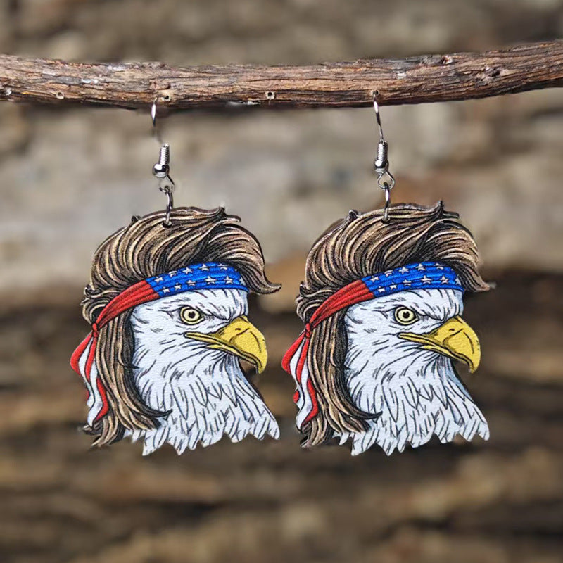 Wholesale  Independence Day Earrings Alpaca Eagle Chair Popcorn Wine Glass Wine Bottle Shape American Flag Color Earrings
