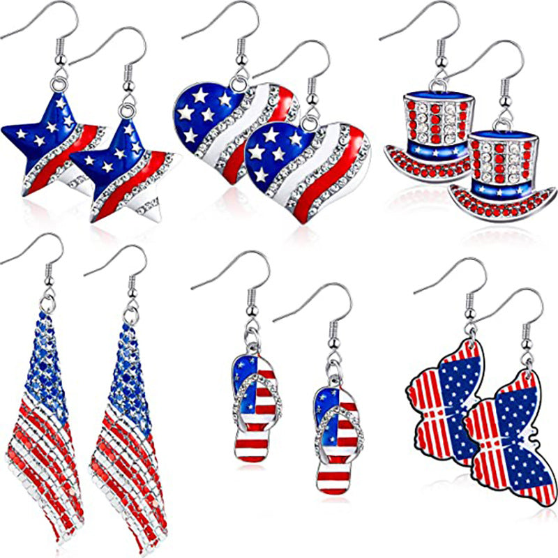 Wholesale  American Independence Day Earrings American Flag Earrings