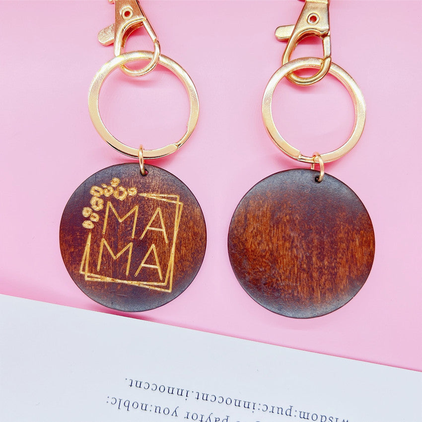 Wholesale Wooden MOM Mother's Day Tassel Creative Keychain