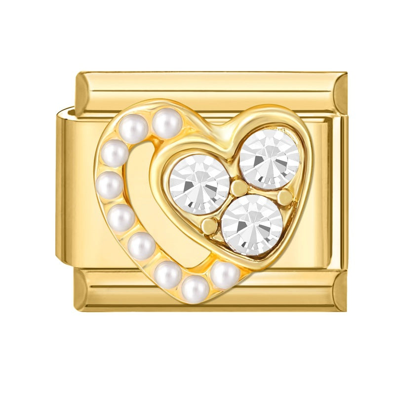 Wholesale Italian Beaded Bracelet 9mm DIY Splicing Removable Butterfly Pearl Stainless Steel Combinable Bracelet