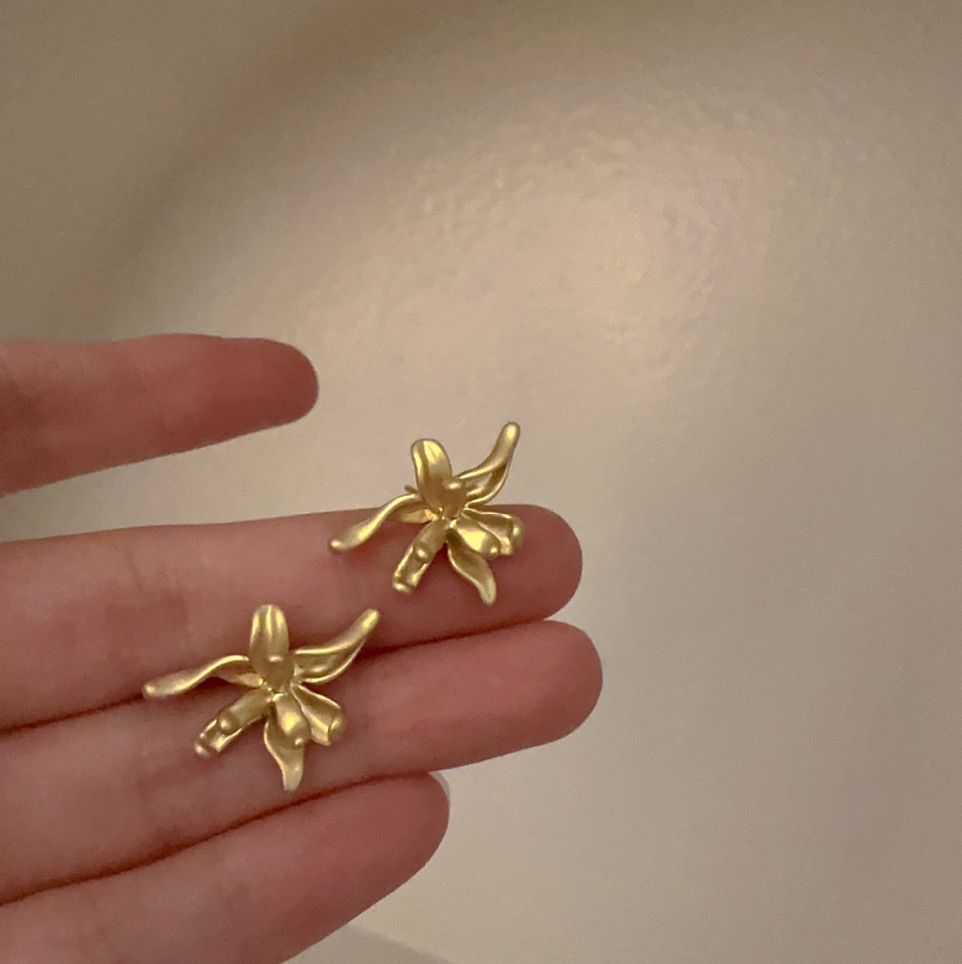 Wholesale Korean Style Irregular Matte Iris Flower Earrings - Copper Electroplated,  Boutique Resale Jewelry Accessory
