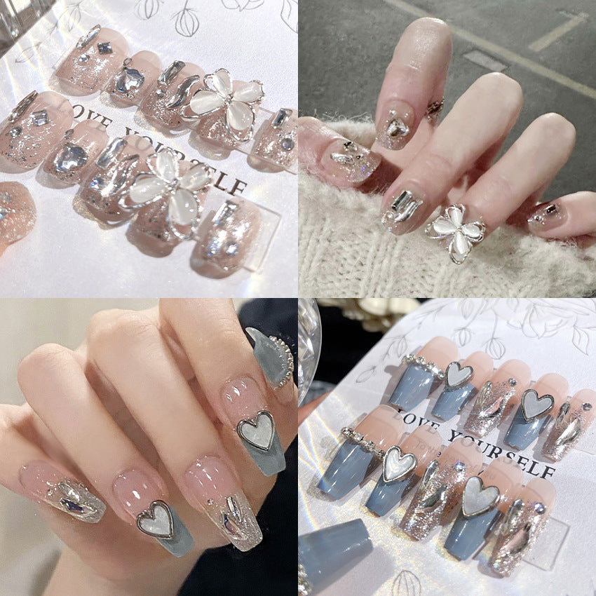 Wholesale 24 Pieces/box Diamond Butterfly Glitter Nail Art Press-on Nails Kits Nail Stickers ACC-NS-DiNa002