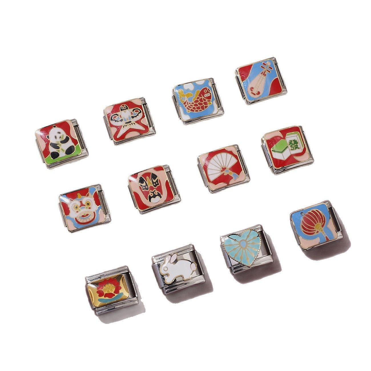 Wholesale Stainless Steel Electroplated Chinese Style Panda Lion Dance Koi Modular DIY Bracelet Charm Fashion Jewelry Gift