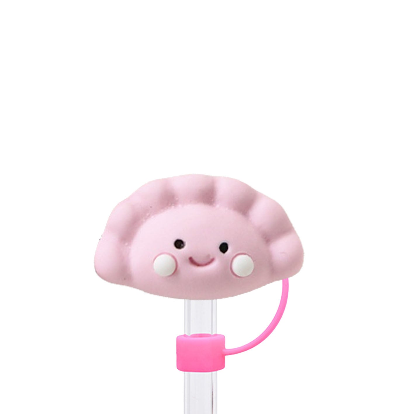 Wholesale 10mm Pink and White Hot Dog Lollipop PVC Soft Straw Tube Cap