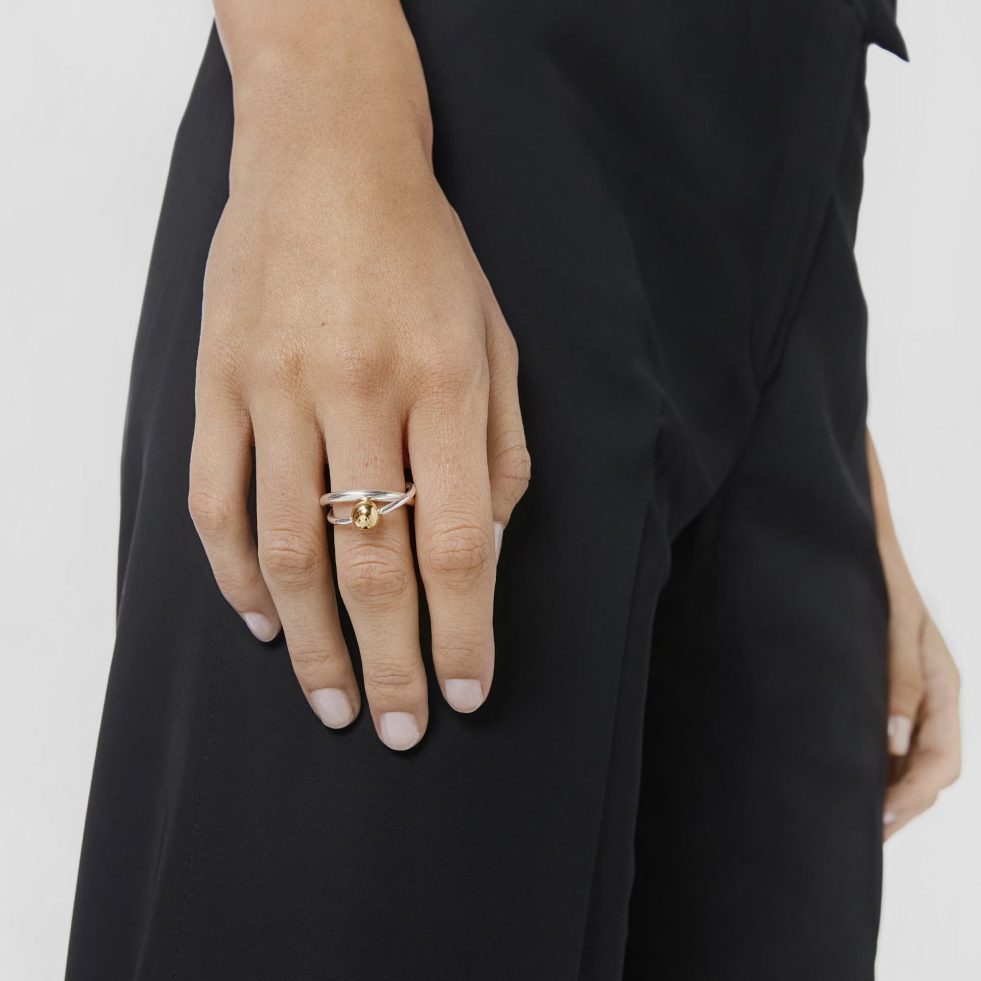 Wholesale  18k gold stainless steel gold and silver color matching double ring