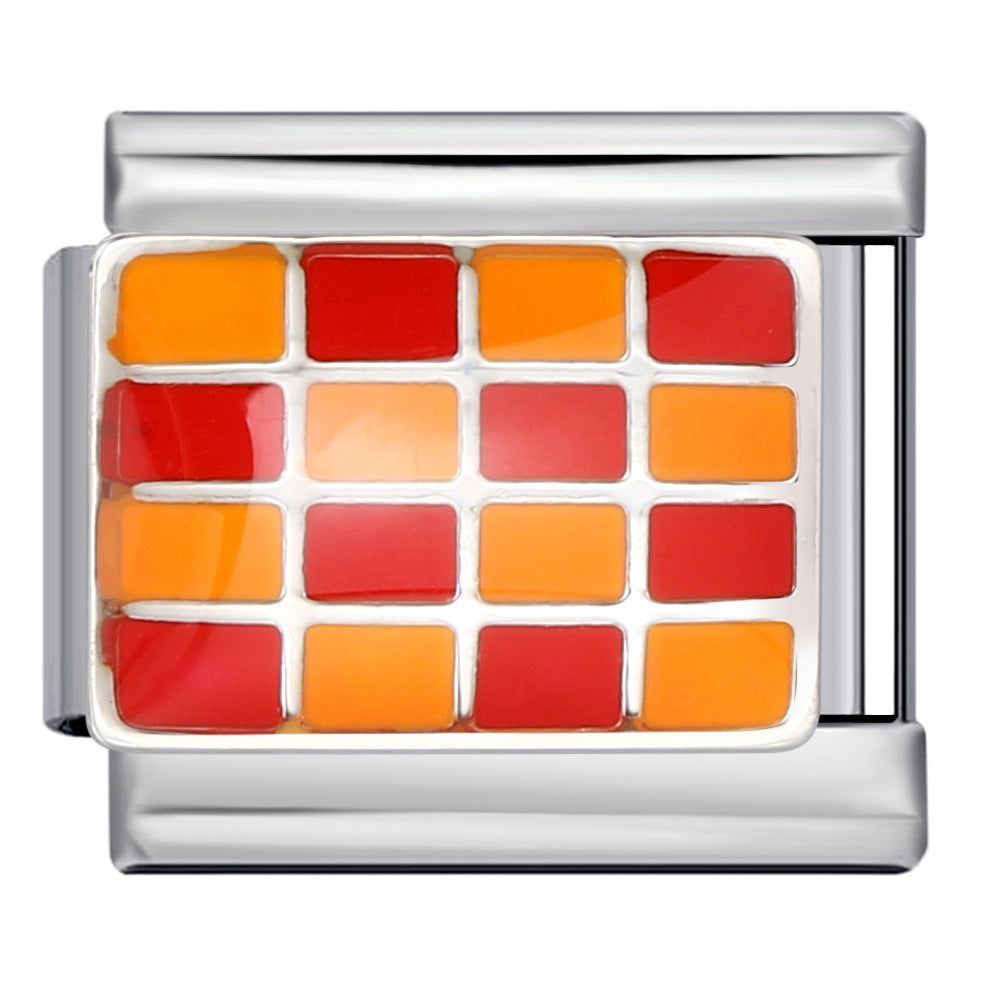 Wholesale Italian Charm Bracelet 9mm DIY colorful checkerboard Creative Stainless Steel Composable Bracelet