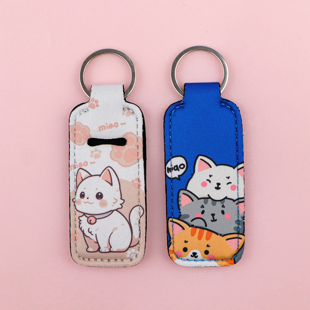 Wholesale 6pcs Cute Cat Lipstick Set Keychain