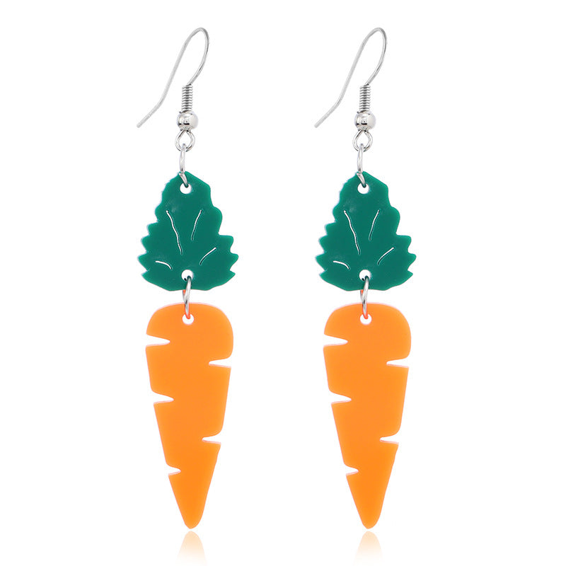 Wholesale Easter Carrot Asymmetric Acrylic Earrings