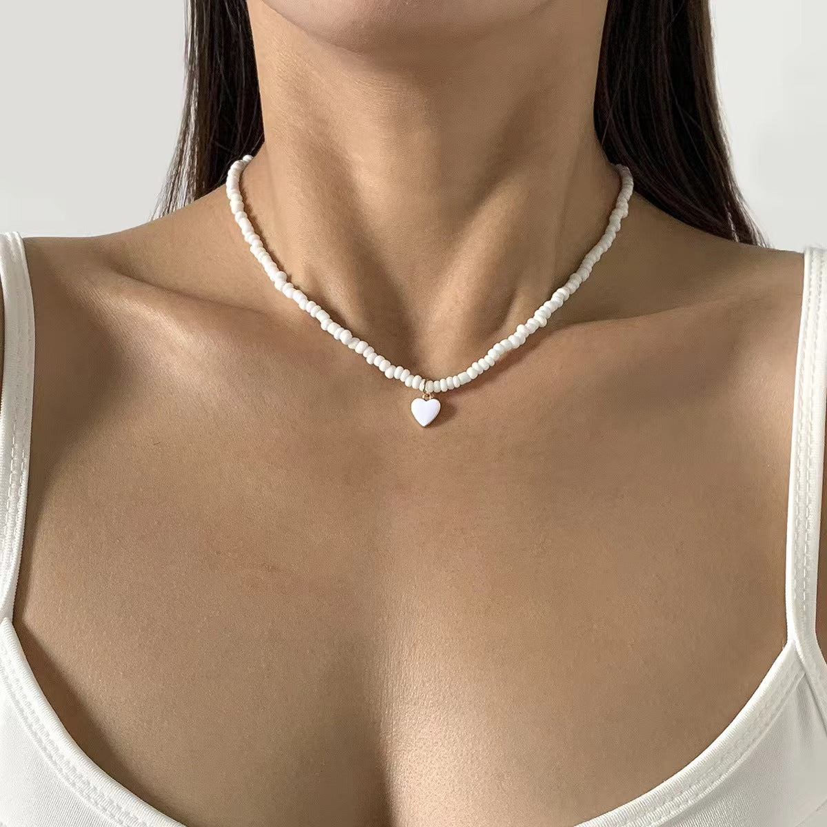 Wholesale Bohemian Clavicle Handmade Bead Heart Necklace